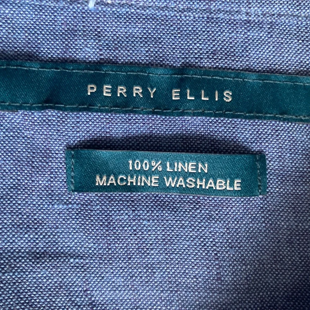 Perry Ellis 100% Linen Blue Button Down Shirt Women’s 3X NWT